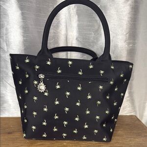 Sunny Hawaii Palm Tree Embroidery Black Small 8x5x8 Handbag